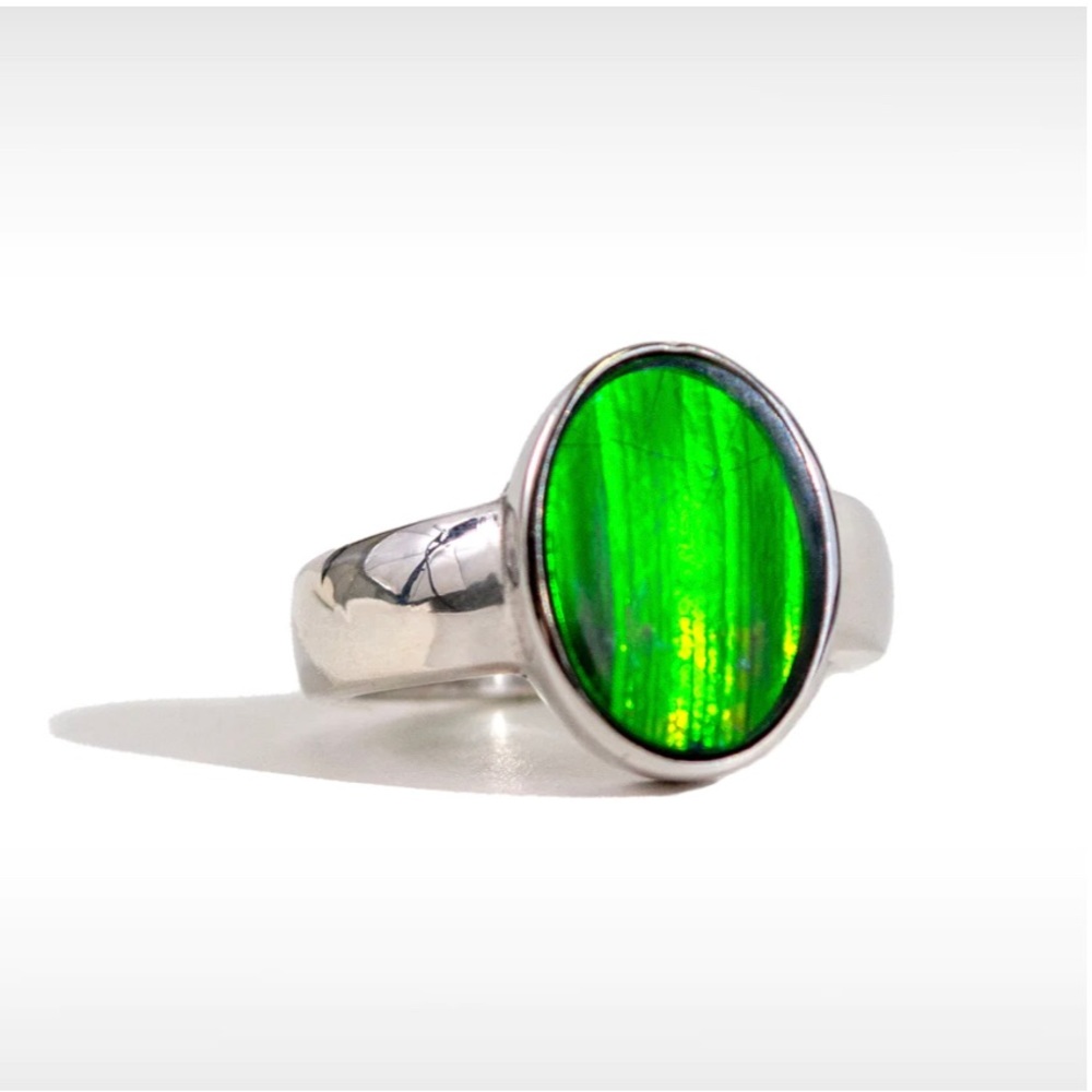 Korite Ammolite sterling silver ring 7